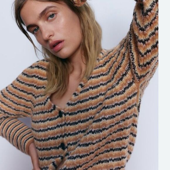 A.L.C. Cashew Rebekah Cardigan Multi Stripe - Picture 1 of 11